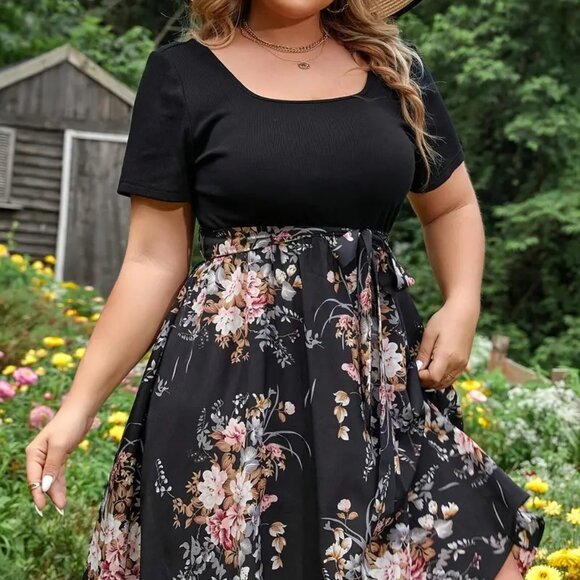 Women's Plus Size Elegant Beach Holiday Floral Print Summer Party Sundress 16W - Picture 2 of 10